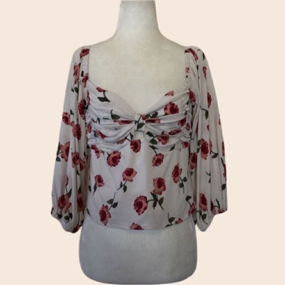 Boho Floral Bustier Blouse Size Medium - Picture 1 of 9
